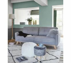 Bon marché 🥰 LINEA NATURA Pouf Ø 30 cm SNOW Gris ⌛