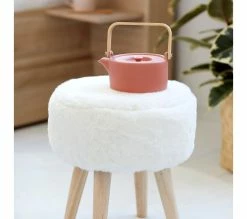 Le moins cher ✔️ LINEA NATURA Pouf H. 40 cm JACOB Blanc ✔️