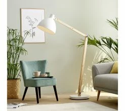 Acheter 💯 LINEA NATURA Lampadaire bois métal H.185 cm OSLO Blanc 🤩