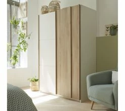 De gros 🎉 LINEA NATURA Armoire 2 portes coulissantes L.140 cm HEVA imitation chêne et blanc 😉