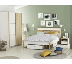 Tout neuf 🌟 LINEA NATURA Kit 3 tiroirs 4 niches HEVA imitation chêne et blanc 😀