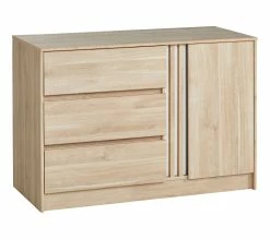 Nouveau 🤩 LINEA NATURA Commode 3 tiroirs 1 porte ESCALE imitation chêne ✨ -Linea Natura Soldes 2023 3480940293729 Q