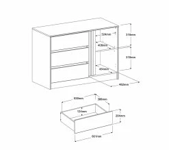 Nouveau 🤩 LINEA NATURA Commode 3 tiroirs 1 porte ESCALE imitation chêne ✨ -Linea Natura Soldes 2023 3480940293729 Z1