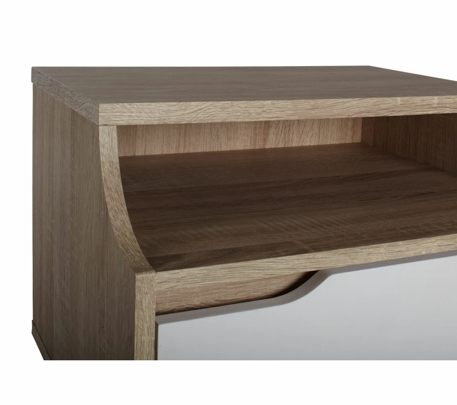 Nouveau 👍 LINEA NATURA Chevet 1 tiroir 1 niche Nordic imitation chêne et blanc 👍 6 Nouveau 👍 LINEA NATURA Chevet 1 tiroir 1 niche Nordic imitation chêne et blanc 👍 – Image 4