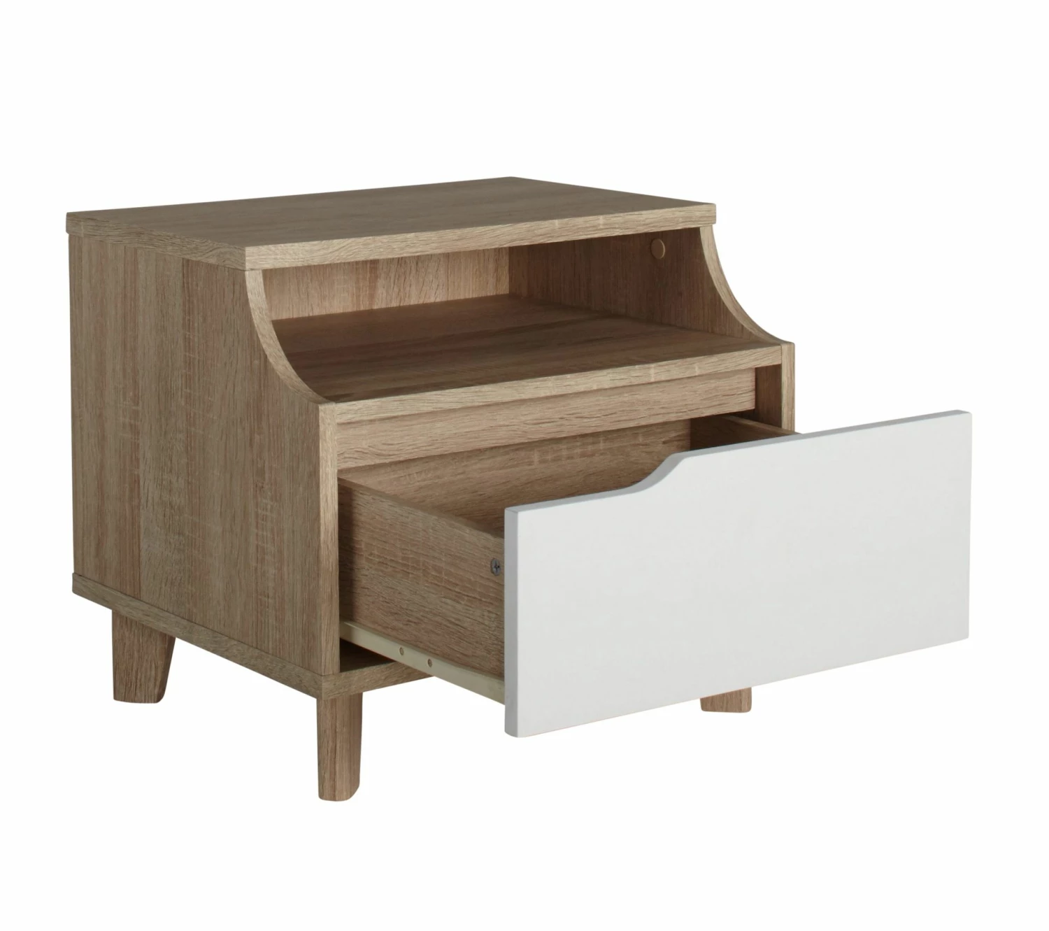 Nouveau 👍 LINEA NATURA Chevet 1 tiroir 1 niche Nordic imitation chêne et blanc 👍 9 Nouveau 👍 LINEA NATURA Chevet 1 tiroir 1 niche Nordic imitation chêne et blanc 👍 – Image 7