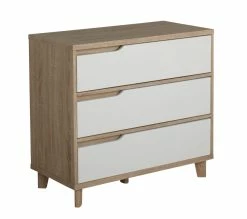Tout neuf ⭐ LINEA NATURA Commode 3 tiroirs Nordic imitation chêne et blanc ⭐ -Linea Natura Soldes 2023 4894223196123 Q