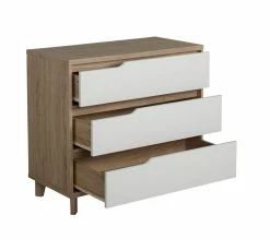Tout neuf ⭐ LINEA NATURA Commode 3 tiroirs Nordic imitation chêne et blanc ⭐ -Linea Natura Soldes 2023 4894223196123 Z2