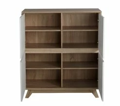 Tout neuf 👍 LINEA NATURA Rangement 4 portes Nordic imitation chêne et blanc 😍 -Linea Natura Soldes 2023 4894223196154 Z2