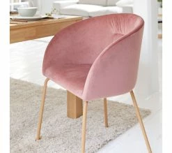 Grosses soldes 👏 LINEA NATURA Fauteuil velours MELISSA rose 🎁