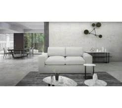 Budget 🤩 LINEA NATURA Canap&eacute; 2 places FEATHER tissu blanc 🤩