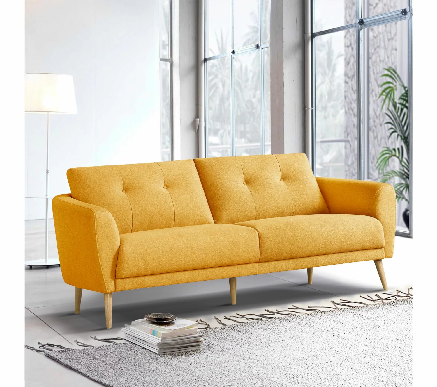 Vente flash ⌛ LINEA NATURA Canapé 3 places ZOE II tissu jaune ✨ 3 Vente flash ⌛ LINEA NATURA Canapé 3 places ZOE II tissu jaune ✨