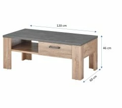 Top 10 🔔 LINEA NATURA Table basse 1 tiroir ANVERS imitation ch&ecirc;ne vieilli/ b&eacute;ton 👍 -Linea Natura Soldes 2023 5901730815832 Z1