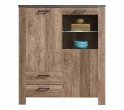 Coupon 😉 LINEA NATURA Buffet haut L.122 ANVERS imitation chêne vieilli/béton 😍