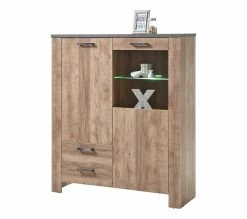 Coupon 😉 LINEA NATURA Buffet haut L.122 ANVERS imitation chêne vieilli/béton 😍 -Linea Natura Soldes 2023 5901730931051 P