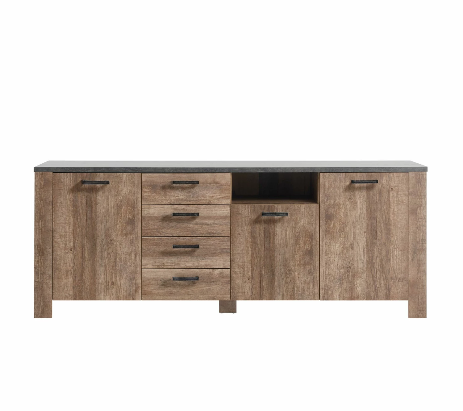 Vente flash ❤️ LINEA NATURA Buffet 3 portes 4 tiroirs ANVERS imitation chêne vieilli/ béton 🛒 4 Vente flash ❤️ LINEA NATURA Buffet 3 portes 4 tiroirs ANVERS imitation chêne vieilli/ béton 🛒 – Image 2