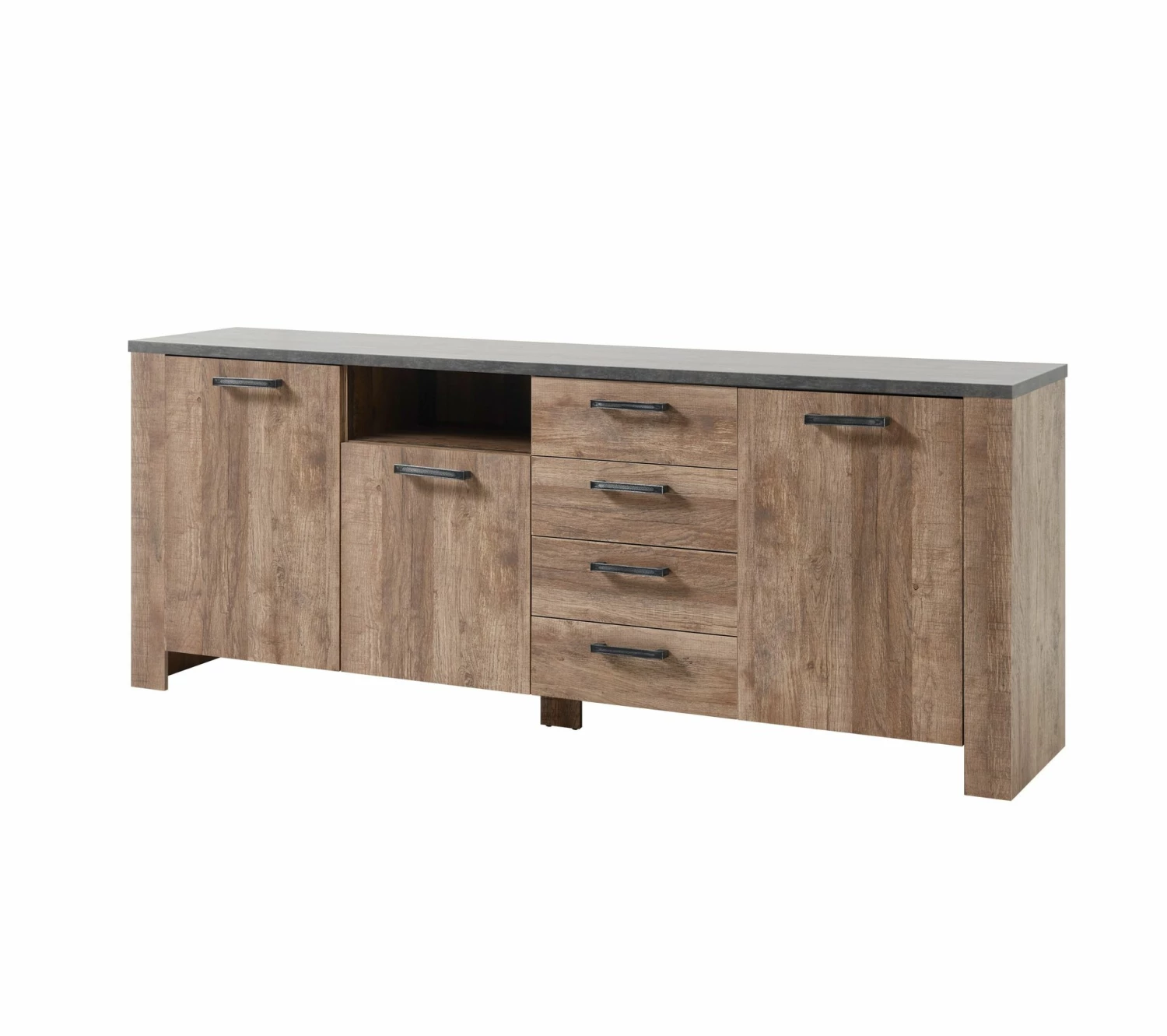 Vente flash ❤️ LINEA NATURA Buffet 3 portes 4 tiroirs ANVERS imitation chêne vieilli/ béton 🛒 6 Vente flash ❤️ LINEA NATURA Buffet 3 portes 4 tiroirs ANVERS imitation chêne vieilli/ béton 🛒 – Image 4
