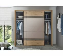 Vente flash 🤩 LINEA NATURA Armoire 2 portes coulissantes L.225 cm PRESTIGE imitation chêne artisan 👍 -Linea Natura Soldes 2023 5901738032088 AMB3