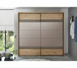 Vente flash 🤩 LINEA NATURA Armoire 2 portes coulissantes L.225 cm PRESTIGE imitation chêne artisan 👍 -Linea Natura Soldes 2023 5901738032088 AMB5