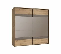 Vente flash 🤩 LINEA NATURA Armoire 2 portes coulissantes L.225 cm PRESTIGE imitation chêne artisan 👍 -Linea Natura Soldes 2023 5901738032088 Q