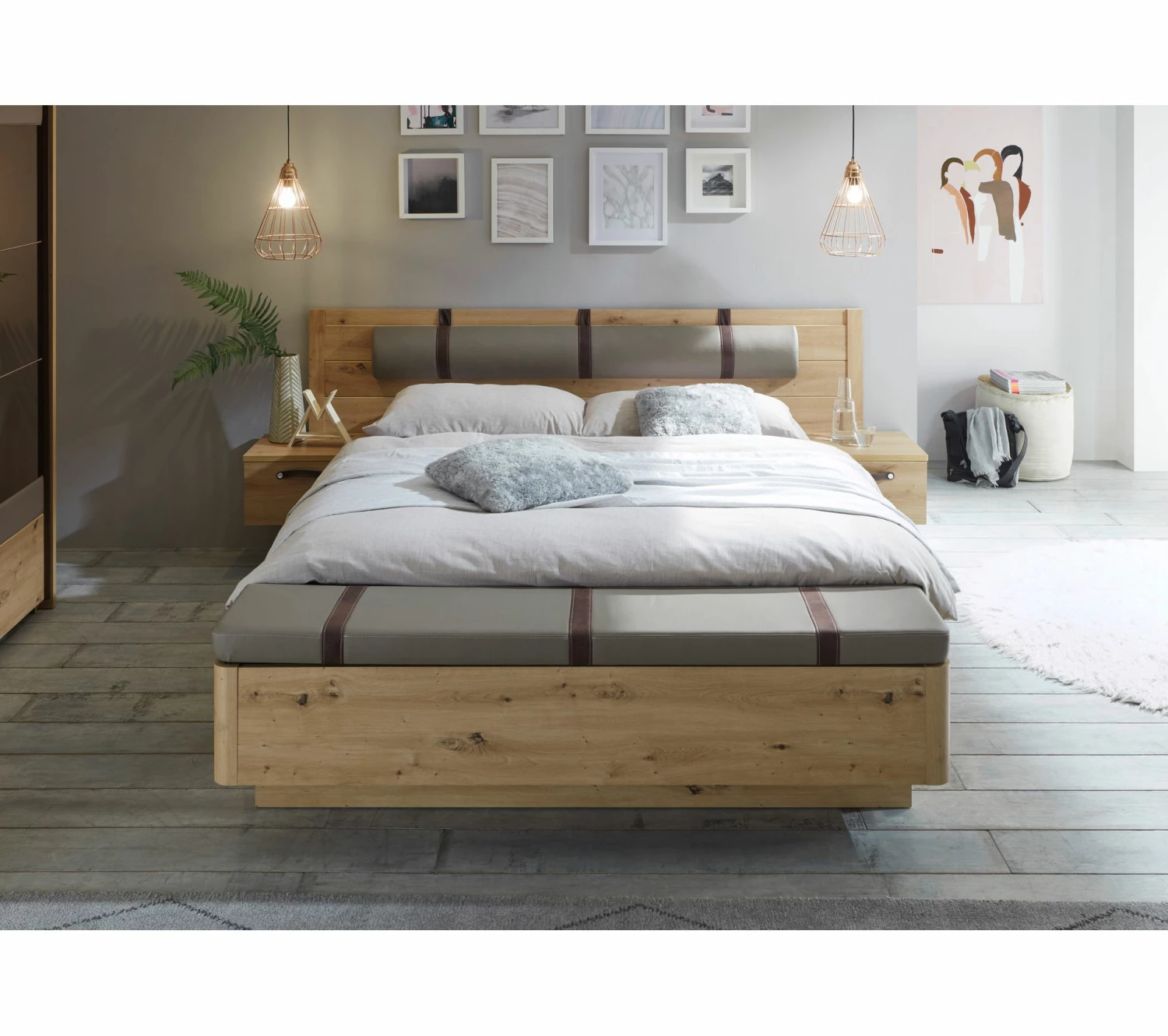 Budget 💯 LINEA NATURA Lit 160x200 cm chevets et banc intégrés PRESTIGE imitation chêne artisan 🔔 13 Budget 💯 LINEA NATURA Lit 160x200 cm chevets et banc intégrés PRESTIGE imitation chêne artisan 🔔 – Image 11