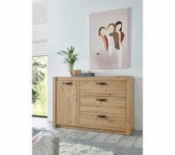 Meilleur prix 🎁 LINEA NATURA Commode 3 tiroirs 1 porte PRESTIGE imitation ch&ecirc;ne artisan ✔️ -Linea Natura Soldes 2023 5901738032125 AMB2