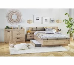 Acheter 🧨 LINEA NATURA Lit 140x190 cm chevets et banc int&eacute;gr&eacute;s PRESTIGE imitation ch&ecirc;ne artisan 🌟 -Linea Natura Soldes 2023 5901738032415 AMB6