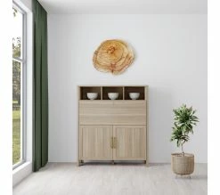 Meilleure vente ✔️ LINEA NATURA Buffet haut LEONITA imitation chêne 😀