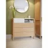 Nouveau ⌛ LINEA NATURA Commode 4 tiroirs OMBRONE blanc et imitation chêne 🔔 -Linea Natura Soldes 2023 5904767834012 AMB1