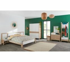 Nouveau ⌛ LINEA NATURA Commode 4 tiroirs OMBRONE blanc et imitation chêne 🔔 -Linea Natura Soldes 2023 5904767834012 AMB9 280687