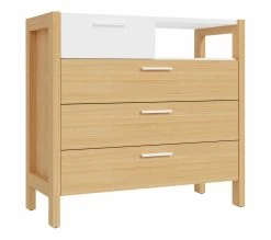 Nouveau ⌛ LINEA NATURA Commode 4 tiroirs OMBRONE blanc et imitation chêne 🔔 -Linea Natura Soldes 2023 5904767834012 Q