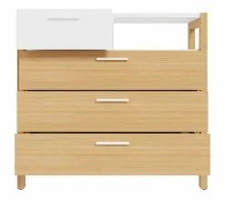 Nouveau ⌛ LINEA NATURA Commode 4 tiroirs OMBRONE blanc et imitation chêne 🔔 -Linea Natura Soldes 2023 5904767834012 VO