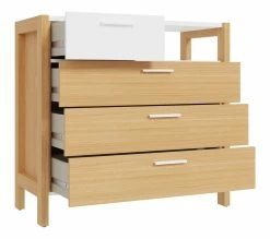 Nouveau ⌛ LINEA NATURA Commode 4 tiroirs OMBRONE blanc et imitation chêne 🔔 -Linea Natura Soldes 2023 5904767834012 Z2
