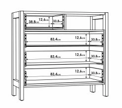 Nouveau ⌛ LINEA NATURA Commode 4 tiroirs OMBRONE blanc et imitation chêne 🔔 -Linea Natura Soldes 2023 5904767834012 Z9