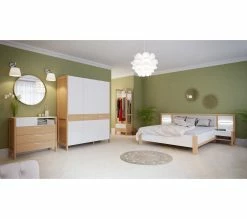 Meilleure affaire 😍 LINEA NATURA Lit 140x190 cm chevets et LED intégrés OMBRONE blanc et imitation chêne ✔️ -Linea Natura Soldes 2023 5904767834029 AMB2