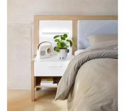 Meilleure affaire 😍 LINEA NATURA Lit 140x190 cm chevets et LED intégrés OMBRONE blanc et imitation chêne ✔️ -Linea Natura Soldes 2023 5904767834029 AMB29