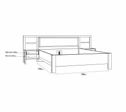 Meilleure affaire 😍 LINEA NATURA Lit 140x190 cm chevets et LED intégrés OMBRONE blanc et imitation chêne ✔️ -Linea Natura Soldes 2023 5904767834029 Z9