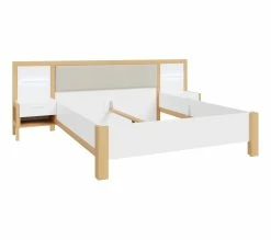 Les meilleures critiques de 🧨 LINEA NATURA Lit 160x200 cm chevets et LED intégrés OMBRONE blanc et imitation chêne 🤩 -Linea Natura Soldes 2023 5904767834036 Z3