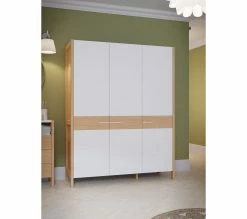 Grosses soldes 👏 LINEA NATURA Armoire 3 portes battante OMBRONE blanc et imitation chêne 😉