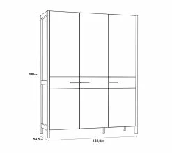 Grosses soldes 👏 LINEA NATURA Armoire 3 portes battante OMBRONE blanc et imitation chêne 😉 -Linea Natura Soldes 2023 5904767834043 Z1