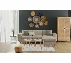 Grosses soldes đ LINEA NATURA Canapé dangle convertible méridienne réversible LAGO tissu Malmo beige 05 đ§š