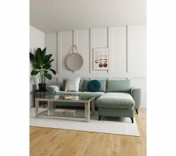 Budget 🌟 LINEA NATURA Canap&eacute; dangle convertible m&eacute;ridienne r&eacute;versible LAGO tissu Bergamo lichen pieds noi 🧨